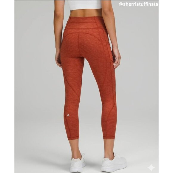 Lululemon Time To Sweat High-Rise Crop 23" Gym Emboss Cayenne Leggings 6 - Picture 1 of 9